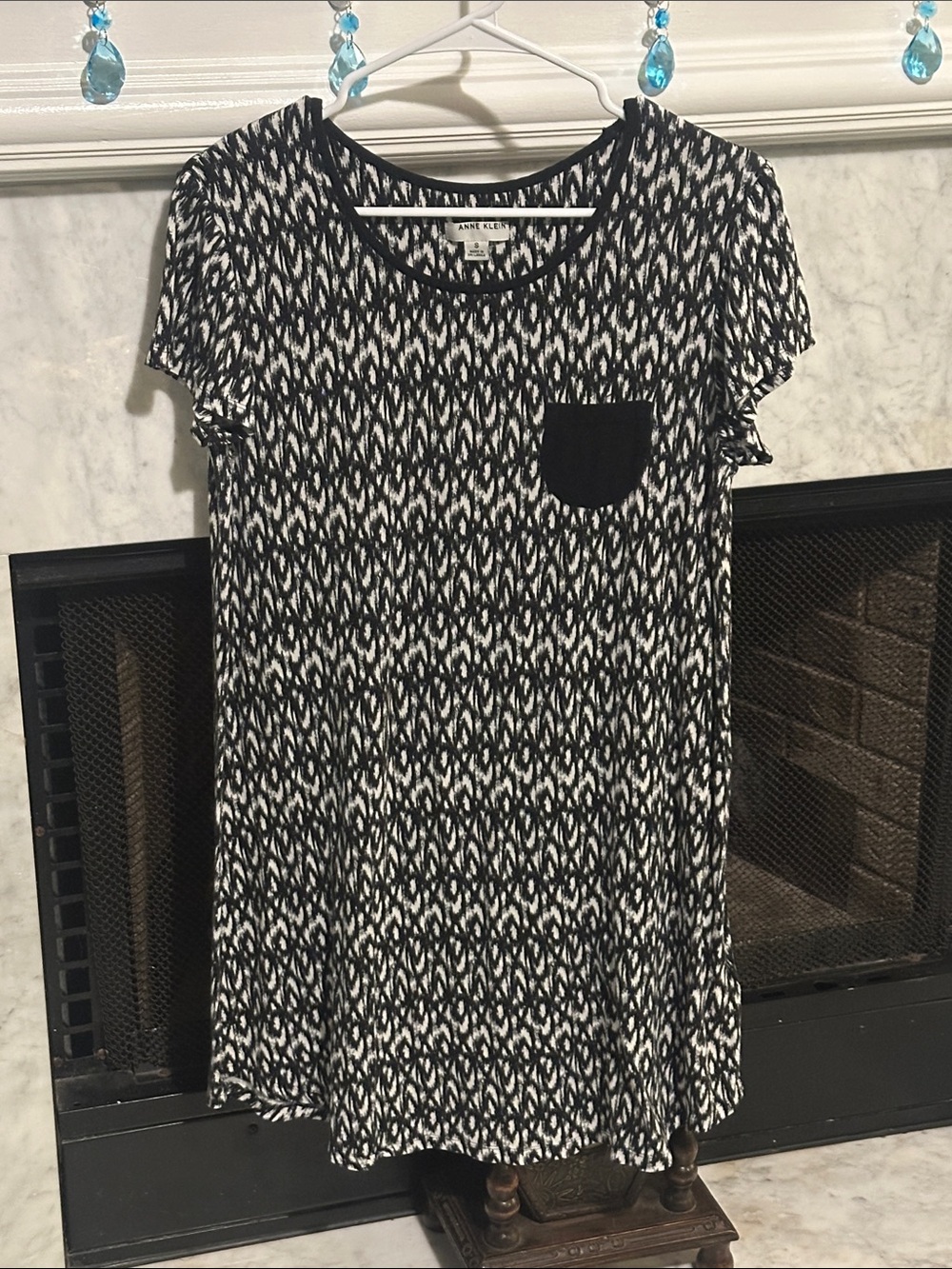 Anne Klein Black and White Mini Shift with Contrast Pocket